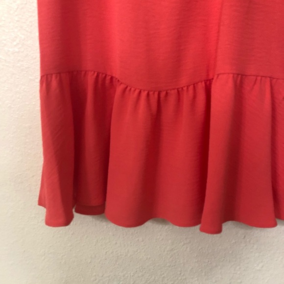 DKNY orange flutter sleeve flounce hem knee loose fit feminine dress Size‎ 4 new - Picture 10 of 16